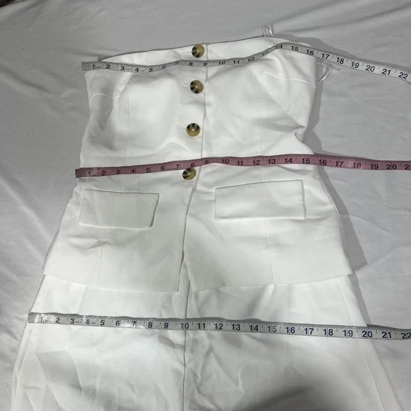 NEW $277 AMANDA UPRICHARD [ Medium ]‎ Yadira Strapless Jumpsuit White #J2030 - Picture 3 of 16